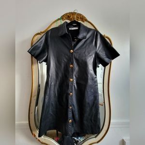 Zara pu leather mini shirt dress small